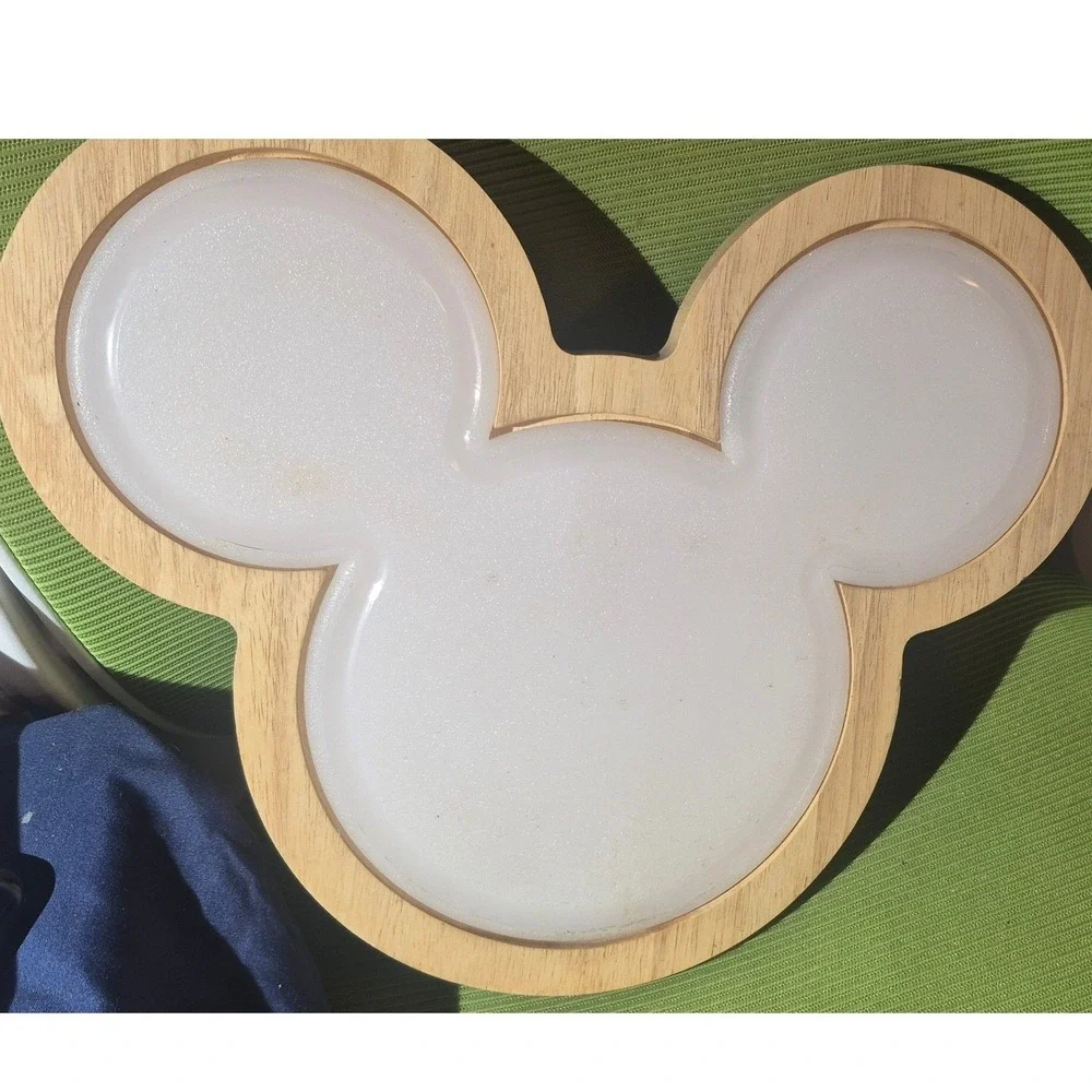 Disney Mickey Mouse‎ Wood and Marble Resin Serving Tray Charcuterie Board White